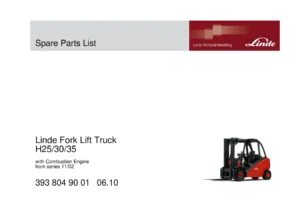 Linde H25 H30 H35 Series 393 Spare Parts List - 3938049001 PDF