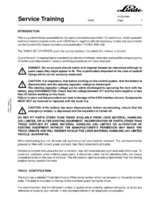 Linde R14 R16 R20 Series 115 Reach Truck Service Training Manual 1158042401