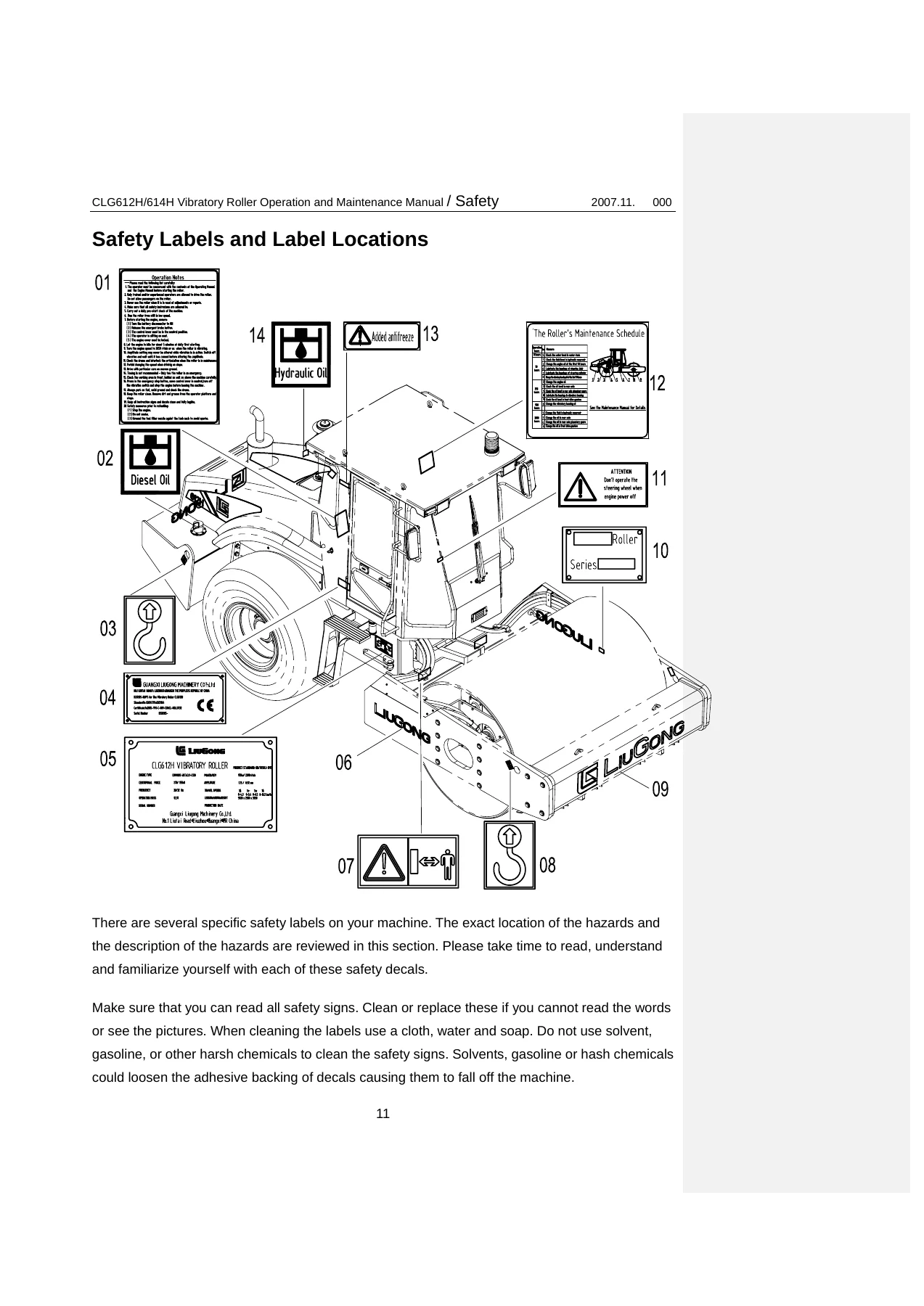 LiuGong CLG612H CLG614H Vibratory Roller Operation and Maintenance Manual 2007 - Image 2