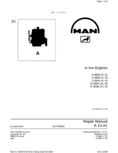 MAN D0836 LF01 LF03 LF05 LFL02 LFL03 Repair Manual A13-A1 - 81.99198-6452 PDF Download