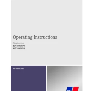 MTU 12V2000M93 & 16V2000M93 Diesel Engine Operating Instructions Manual M015655-05E PDF Download