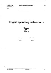 MaK M43 Engine Operating Instructions Manual - Engine 65265 PDF Download