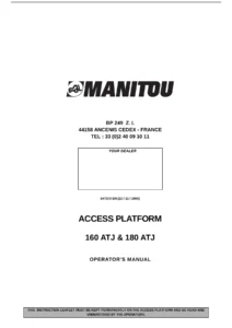 Manitou 160 ATJ & 180 ATJ Access Platform Operator's Manual 547370 EN - PDF Download