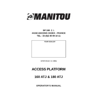 Manitou 160 ATJ & 180 ATJ Access Platform Operator's Manual 547370 EN - PDF Download