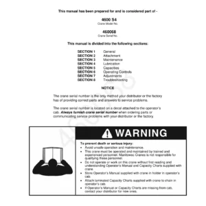 Manitowoc 4600 S4 Crane Service Manual - Serial 460068 - Full Workshop Repair Guide PDF