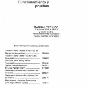 Manual Técnico John Deere Tractores 6010 a 6910S y SE - Funcionamiento y Pruebas TM4554