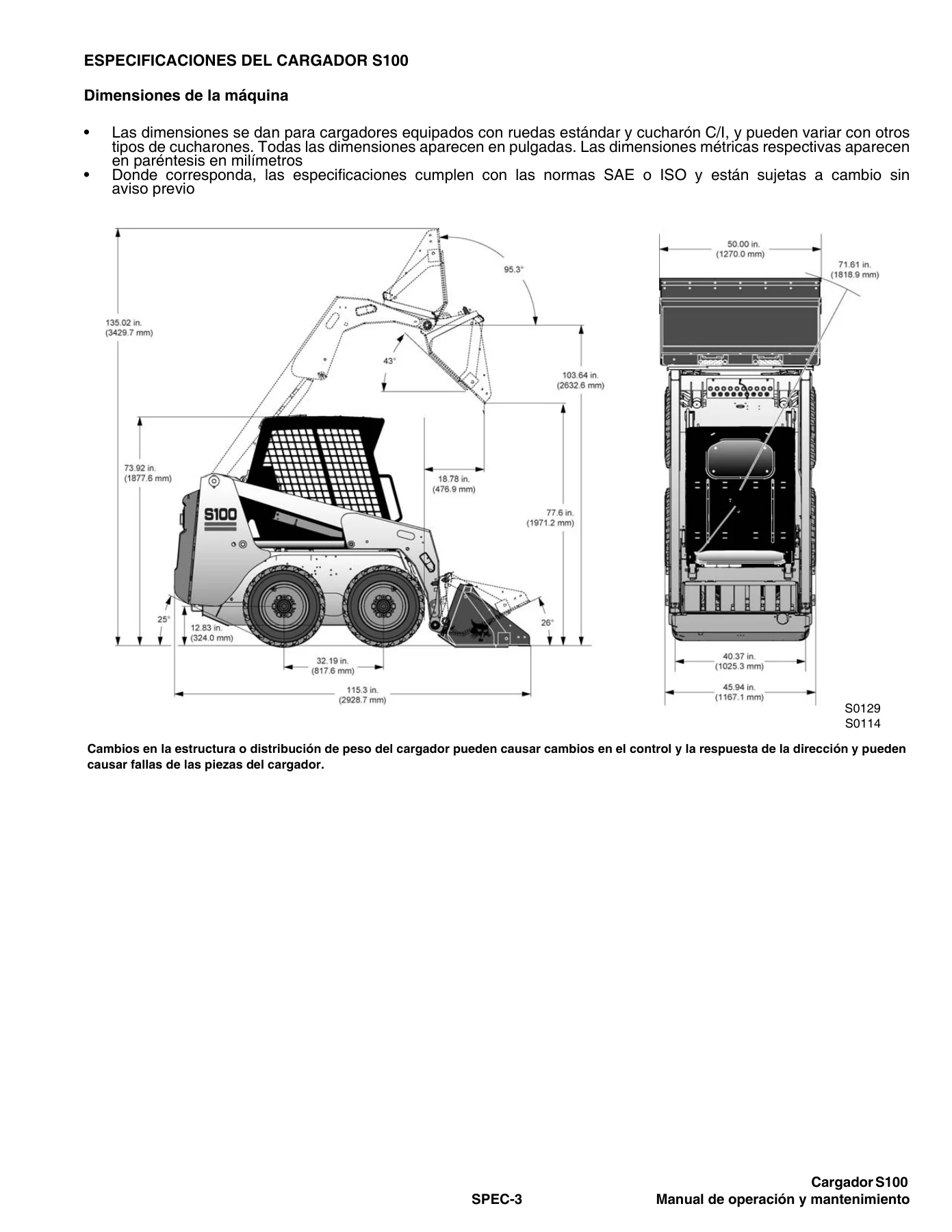 Manual de Operación y Mantenimiento Bobcat S100 – Cargador de Dirección Deslizante S100 (PDF en Español) - Image 2