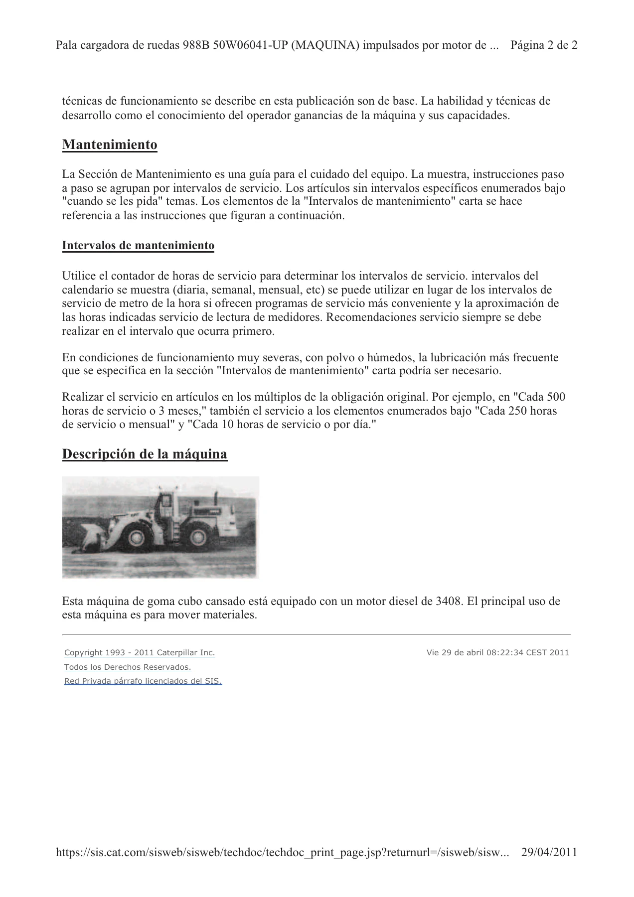 Manual de Operación y Mantenimiento Caterpillar 988B Cargador de Ruedas - PDF en Español - Image 2