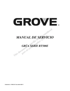 Manual de Servicio Grúa Grove RT500E - Modelos RT525E y RT530E - Descarga PDF