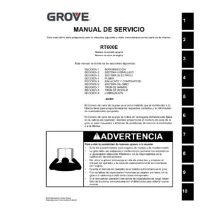 Manual de Servicio Grove RT600E — Grúa Todo Terreno — Descarga PDF en Español