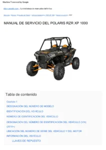 Manual de Servicio Polaris RZR XP 1000 y RZR XP4 1000 2014-2015 en PDF — Incluye High Lifter y Desert Edition