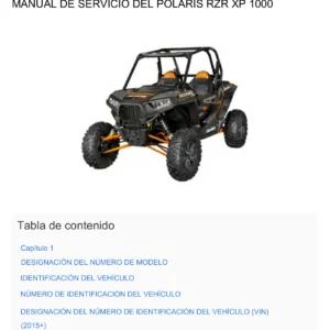 Manual de Servicio Polaris RZR XP 1000 y RZR XP4 1000 2014-2015 en PDF — Incluye High Lifter y Desert Edition