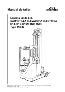 Manual de Taller Lansing Linde R14 R16 R16N R20 R20N Type 113-02 - PDF