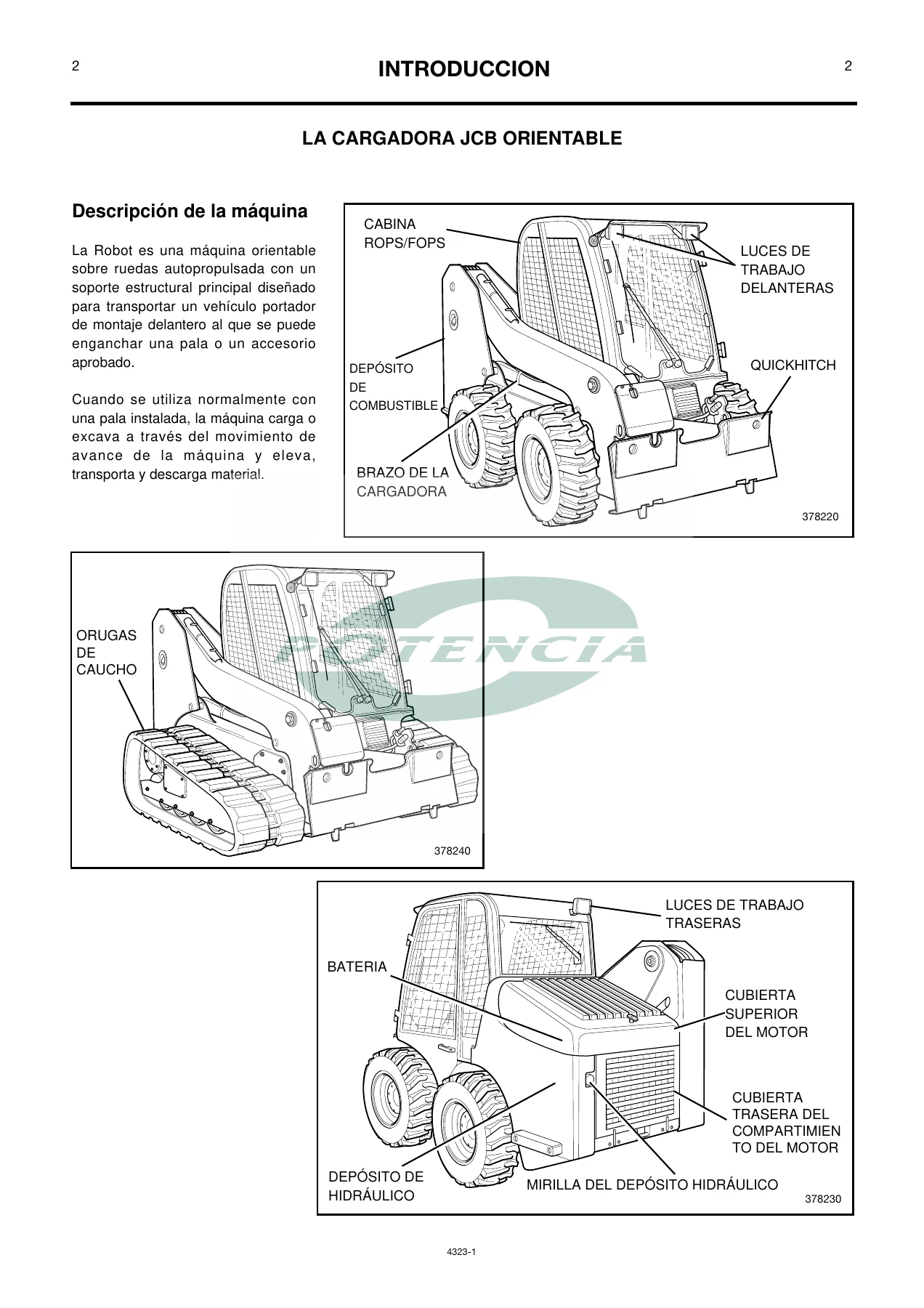 Manual del Usuario JCB Robot 190, 190HF, 1110 y 1110HF β Cargadora Orientable (9801/4323, Serie 888000+) - Image 2