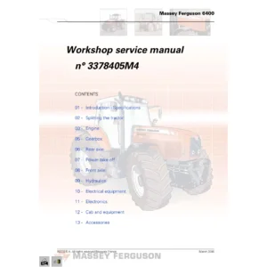 Massey Ferguson 6400 Series Tractor Workshop Service Manual - Introduction, Specifications & Splitting Procedures PDF