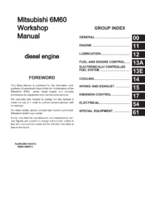 Mitsubishi 6M60 Diesel Engine Workshop Manual - Complete Service & Repair Guide PDF