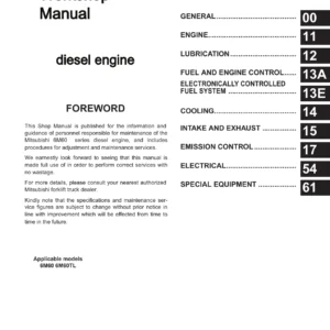 Mitsubishi 6M60 Diesel Engine Workshop Manual - Complete Service & Repair Guide PDF