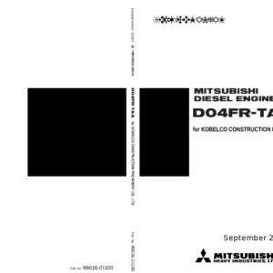 Mitsubishi D04FR-TAA Diesel Engine Service Manual for Kobelco Construction Machinery – 99616-21100