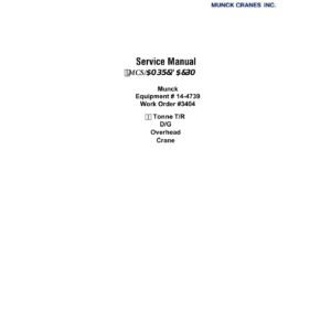Munck 30 Tonne Overhead Crane Service Manual - Equipment 14-4739 PDF Download