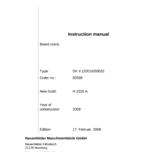 NMF DK II 120016/55032 Board Crane Instruction Manual - 120t Deck Crane PDF