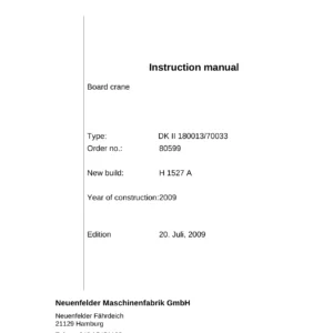 NMF DK II 180013/70033 Board Crane Instruction Manual - Order 80599 PDF