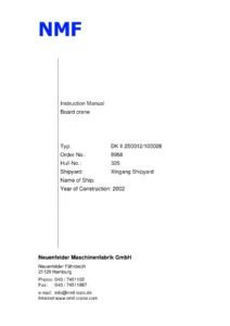 NMF DK II 250012/100026 Board Crane Instruction Manual - Order 8958 PDF