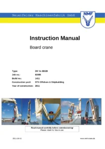 NMF DK Vs 35028 Board Crane Instruction Manual - Job 83085 - 35t Capacity