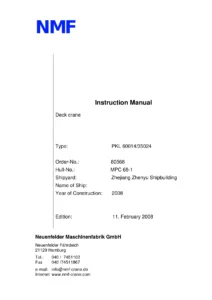 NMF PKL 60014/35024 Deck Crane Instruction Manual - Order 80568 PDF