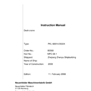 NMF PKL 60014/35024 Deck Crane Instruction Manual - Order 80568 PDF