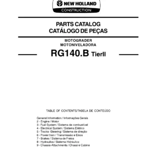 New Holland RG140.B Tier II Motograder Parts Catalog PDF - 71114149 Illustrated Parts Manual, April 2008
