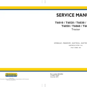 New Holland T6010 T6020 T6030 T6040 T6050 T6060 T6070 Tractor Service Manual - Electronic System & Fault Codes