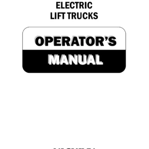 Nichiyu FBT9P-FBT20P 80 Series Electric Forklift Operator's Manual - OP12-001 - English PDF