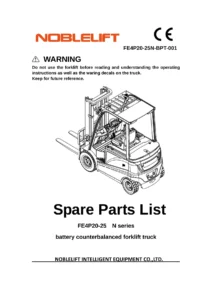 Noblelift FE4P20-25N Electric Forklift Spare Parts List BPT-001 PDF Parts Catalog
