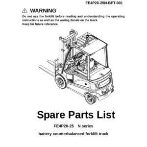 Noblelift FE4P20-25N Electric Forklift Spare Parts List BPT-001 PDF Parts Catalog
