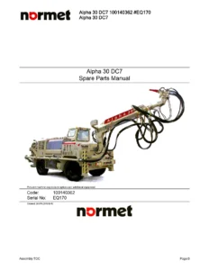 Normet Alpha 30 DC7 Spare Parts Manual 100140362 EQ170 - SB307 Parts Catalog PDF