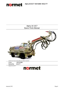 Normet Alpha 30 DC7 Spare Parts Manual - EQ177 Illustrated Parts Catalog PDF