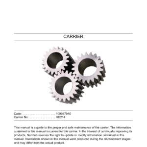 Normet Carrier HD214 Maintenance Manual - 100067940 Workshop PDF