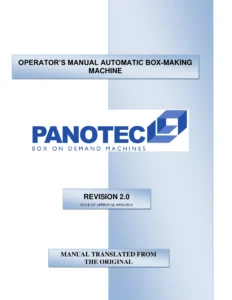 Panotec Nextmode 2.5 Automatic Box-Making Machine Operator's Manual - PDF