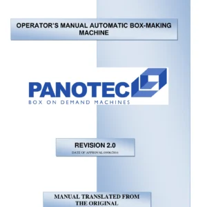 Panotec Nextmode 2.5 Automatic Box-Making Machine Operator's Manual - PDF