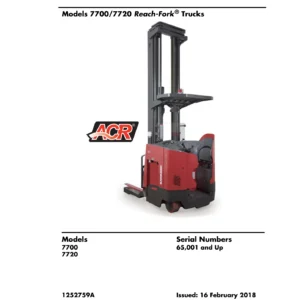 Raymond 7700/7720 Reach-Fork Lift Truck Maintenance Manual 1252759A - Serial 65,001 and Up