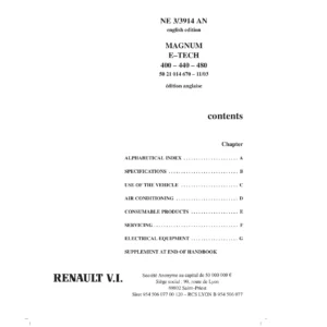 Renault Magnum E-Tech 400 440 480 Driver Handbook 2003 - NE 3/3914 English Edition PDF