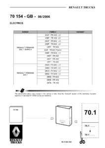 Renault Premium DXi 11 Euro 4 & DXi 7 Electrical Workshop Manual – Doc 70 154 (2006)