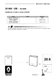 Renault Trucks DXi 11 Engine Workshop Manual 2006 - EURO 4 / EURO 3 Export PDF