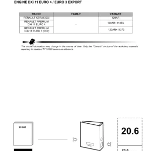 Renault Trucks DXi 11 Engine Workshop Manual 2006 - EURO 4 / EURO 3 Export PDF
