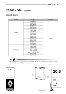 Renault Trucks Kerax & Premium DCI 11 Engine Workshop Manual 20660 - 2004 PDF