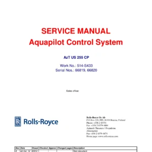 Rolls-Royce Aquapilot AzT US255 CP Control System Service Manual 514-S433