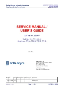 Rolls-Royce Aquapilot UL355 FP Azimuth Thruster Service Manual & User Guide