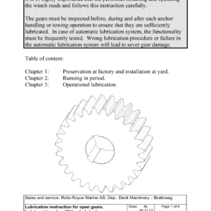 Rolls-Royce Marine Hydraulic Winch Instruction & Parts Manual - Deck Machinery PDF