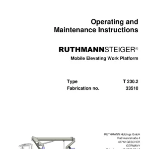 Ruthmann Steiger T 230.2 Operating and Maintenance Instructions PDF - 2023 Edition