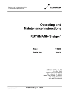 Ruthmann-Steiger TB270 Operating and Maintenance Instructions - PDF Manual